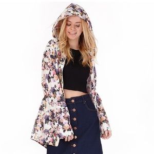 Floral hooded mac
